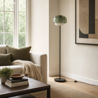 Nyric Modern Round Shade Colored Glass Floor Lamp