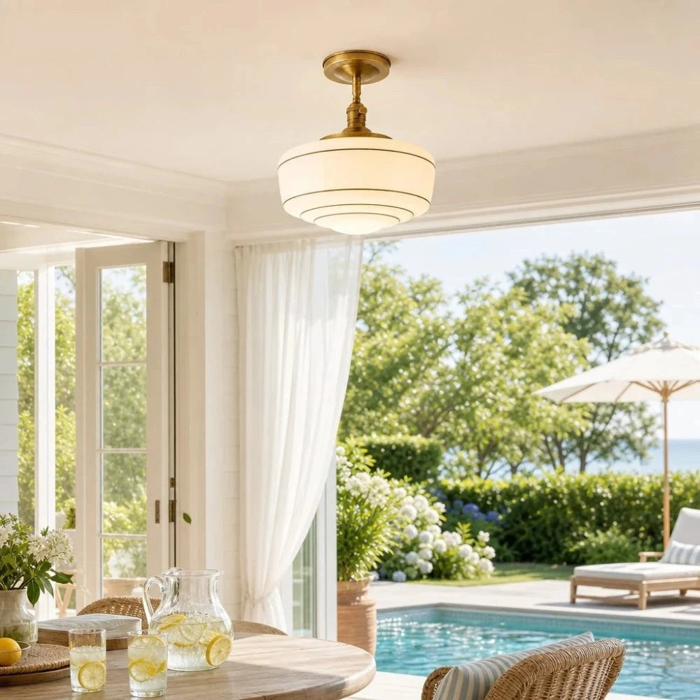Sorren Mid-Century Modern Round Glass Flush Mount Light