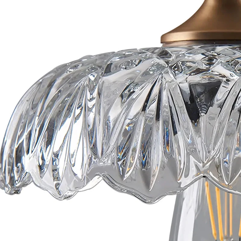 Velric Vintage Glass Brass Flower Pendant Light