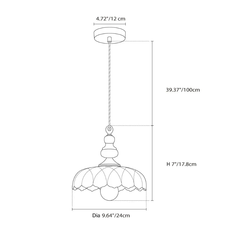 Velric Vintage Glass Brass Flower Pendant Light