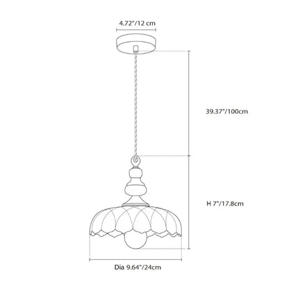 Velric Vintage Glass Brass Flower Pendant Light