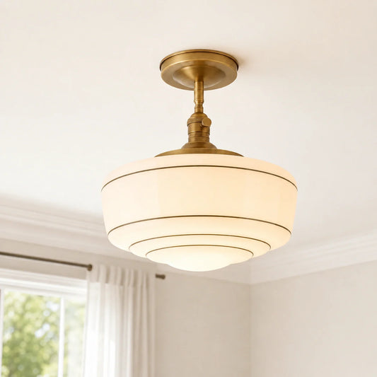 Sorren Mid-Century Modern Round Glass Flush Mount Light