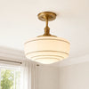 Sorren Mid-Century Modern Round Glass Flush Mount Light