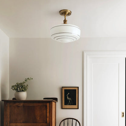 Sorren Mid-Century Modern Round Glass Flush Mount Light