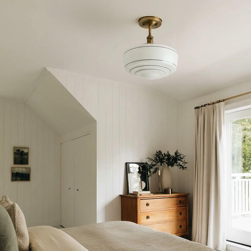 Sorren Mid-Century Modern Round Glass Flush Mount Light
