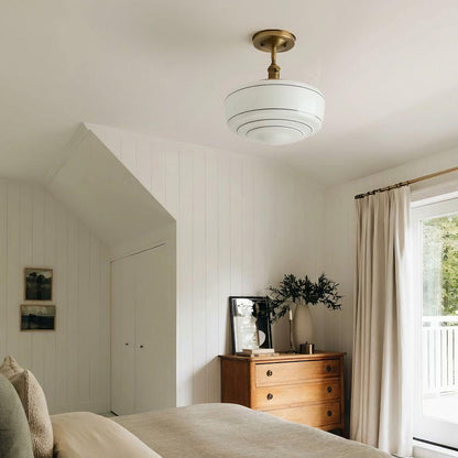 Sorren Mid-Century Modern Round Glass Flush Mount Light