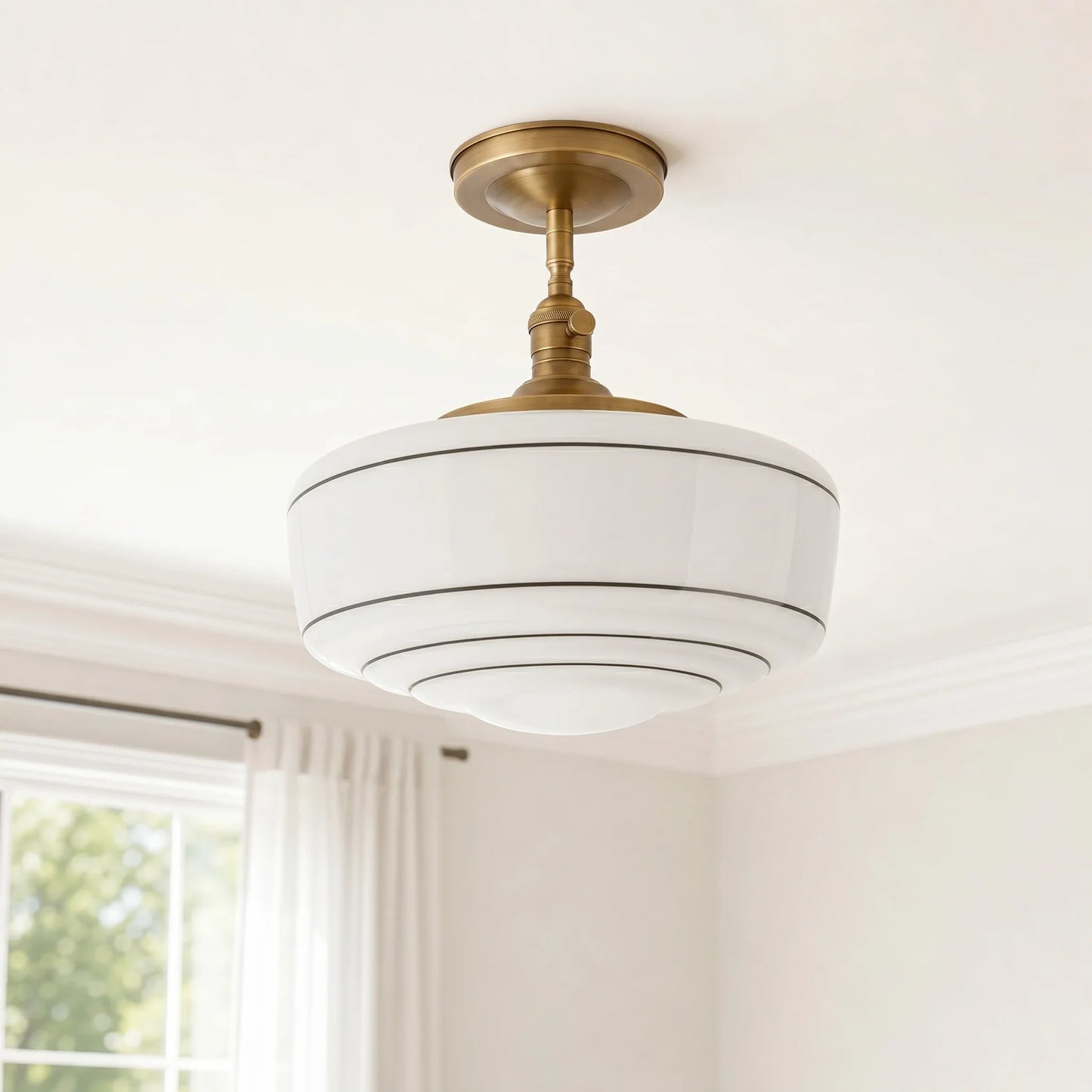 Sorren Mid-Century Modern Round Glass Flush Mount Light