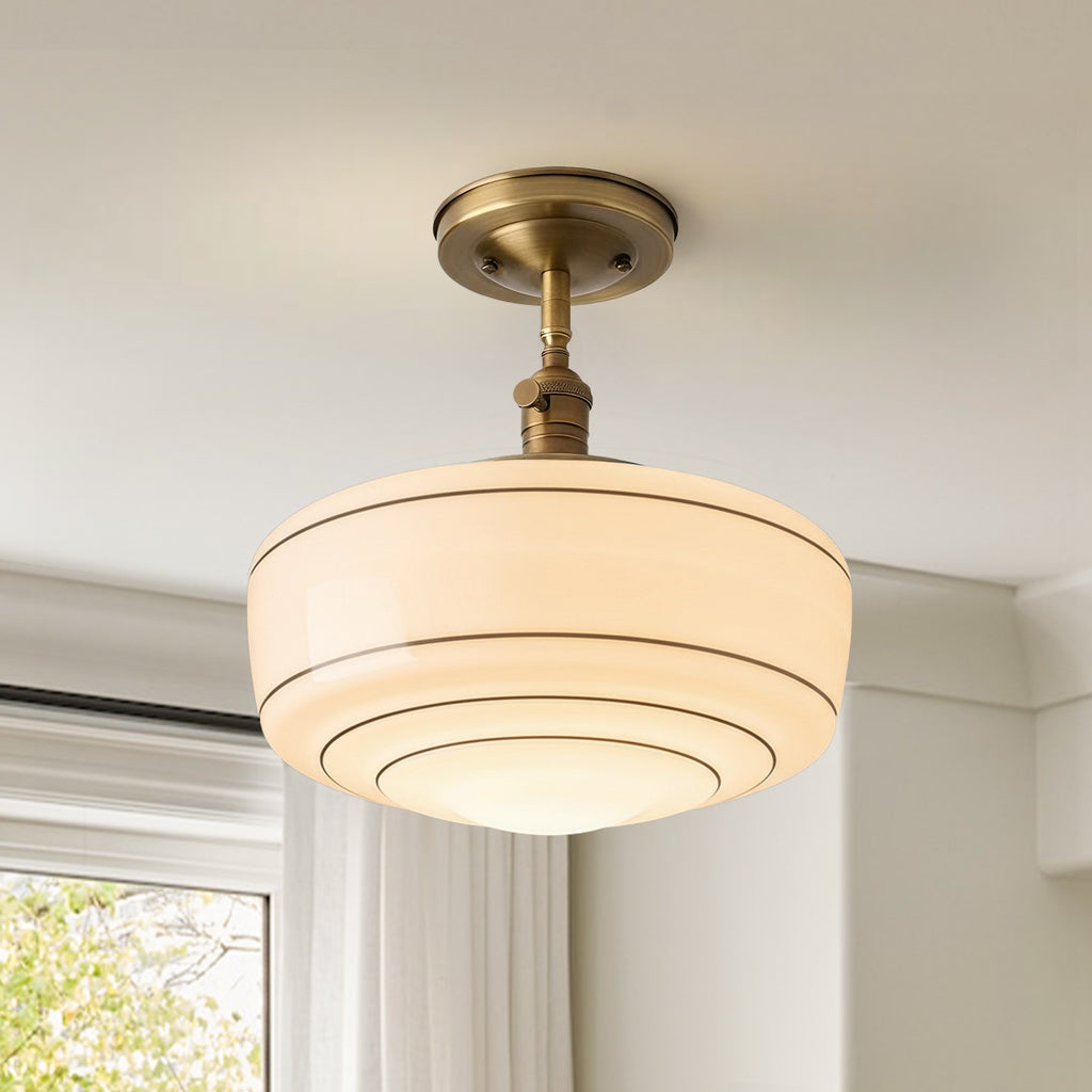 Sorren Mid-Century Modern Round Glass Flush Mount Light