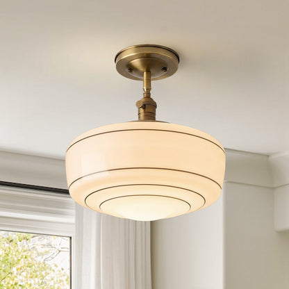Sorren Mid-Century Modern Round Glass Flush Mount Light