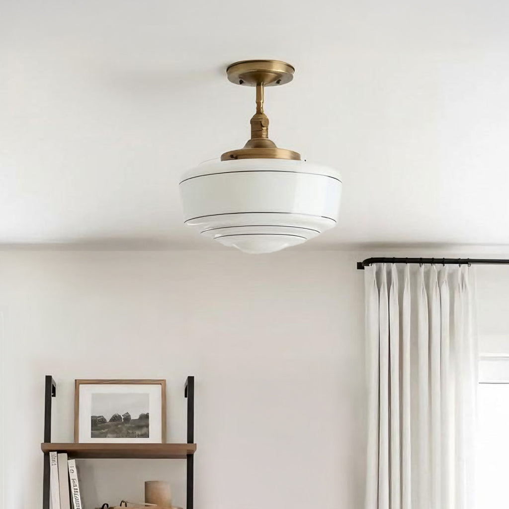Sorren Mid-Century Modern Round Glass Flush Mount Light
