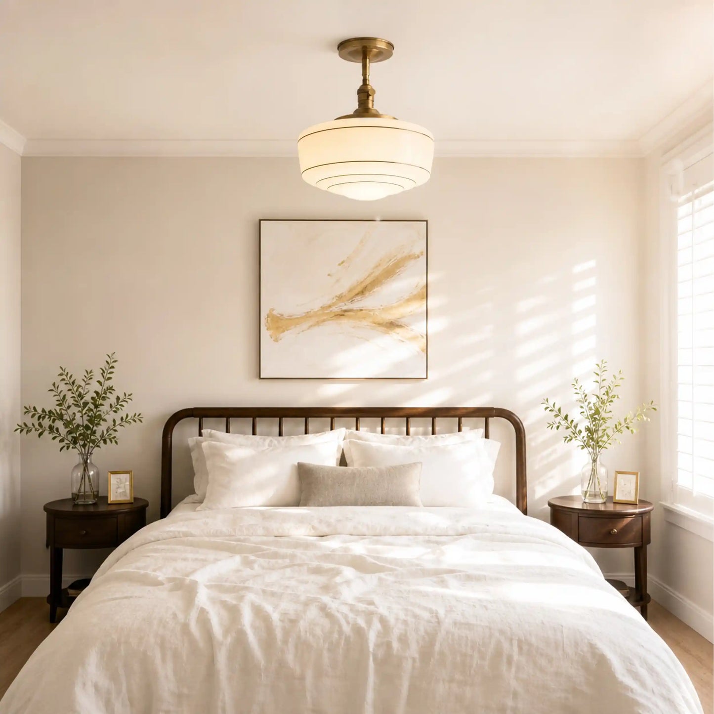 Sorren Mid-Century Modern Round Glass Flush Mount Light