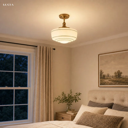 Sorren Mid-Century Modern Round Glass Flush Mount Light