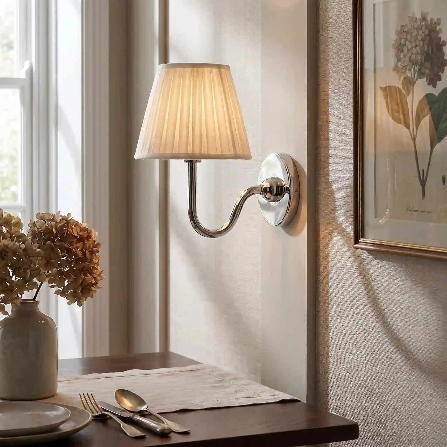 Eldric Classic Traditional Pleated Shade Wall Sconce