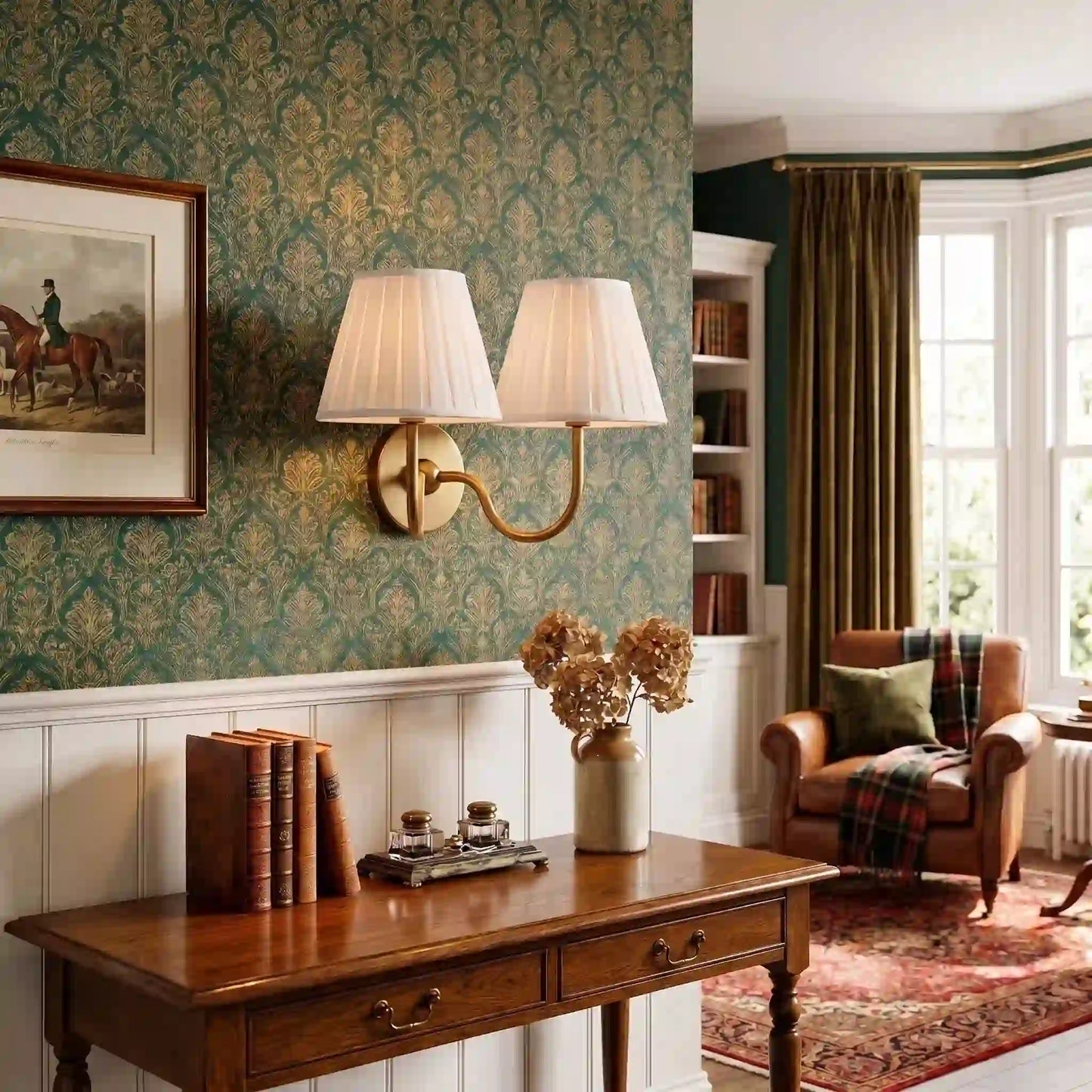 Eldric Classic Traditional Pleated Shade Wall Sconce