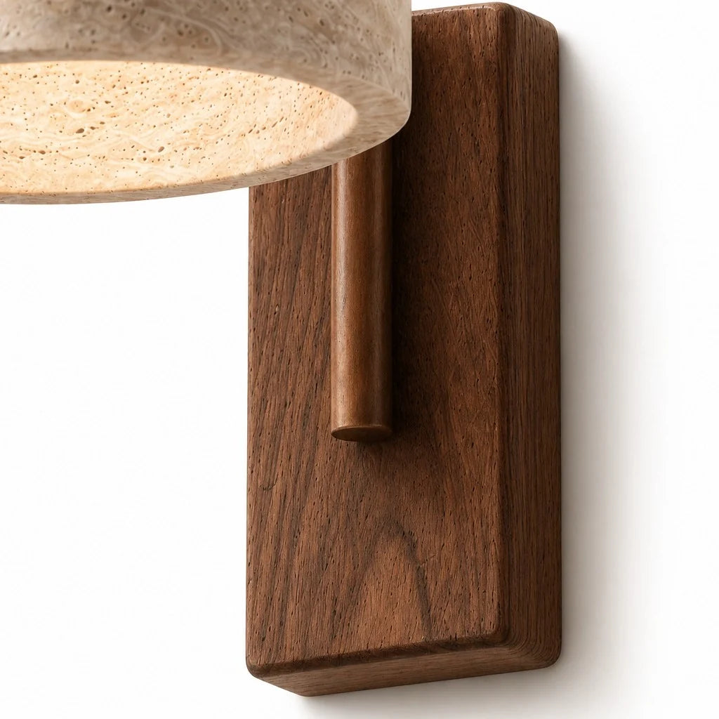 Aureon Vintage Rustic Travertine Cylinder Wall Sconce