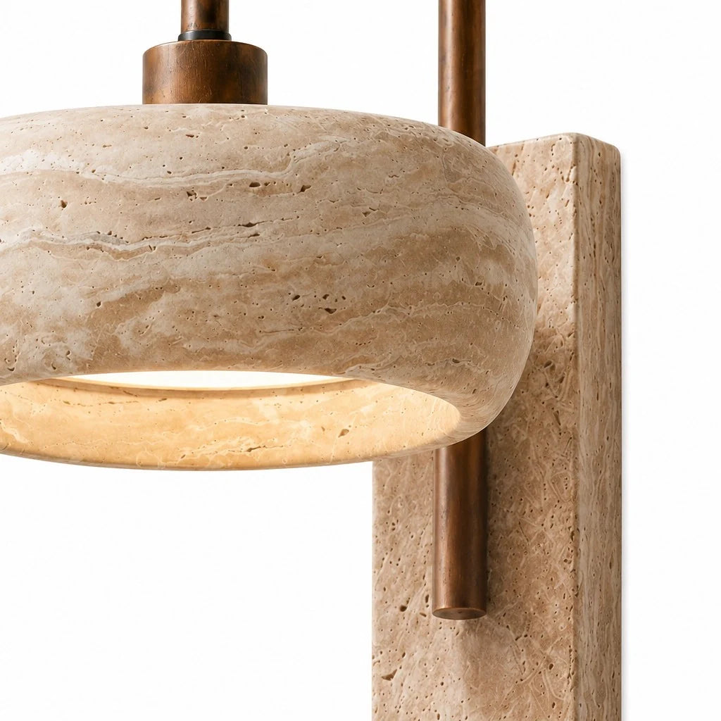 Aureon Vintage Rustic Travertine Cylinder Wall Sconce