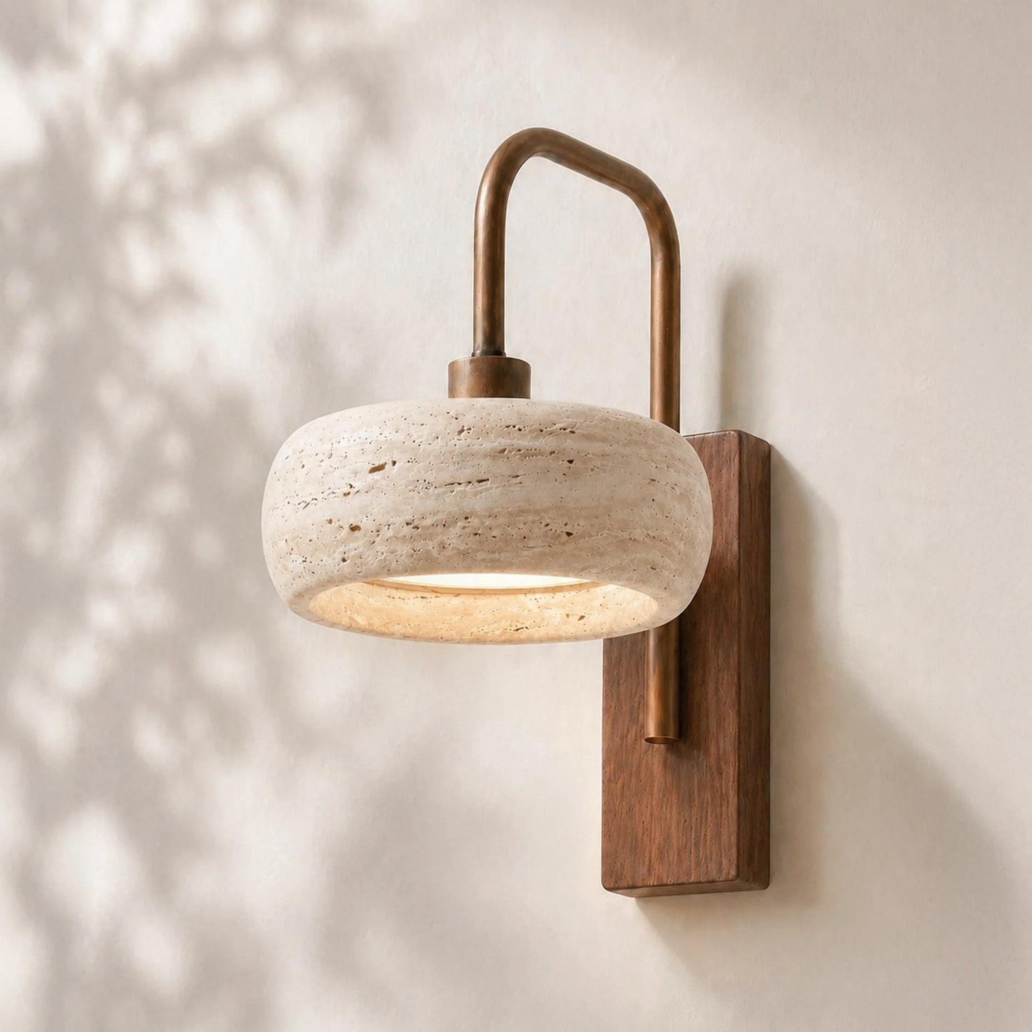 Aureon Vintage Rustic Travertine Cylinder Wall Sconce