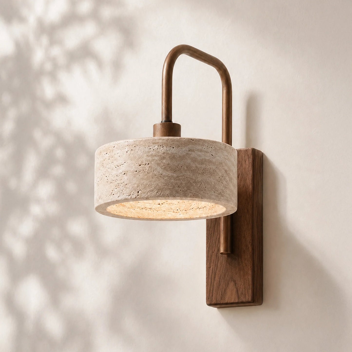 Aureon Vintage Rustic Travertine Cylinder Wall Sconce