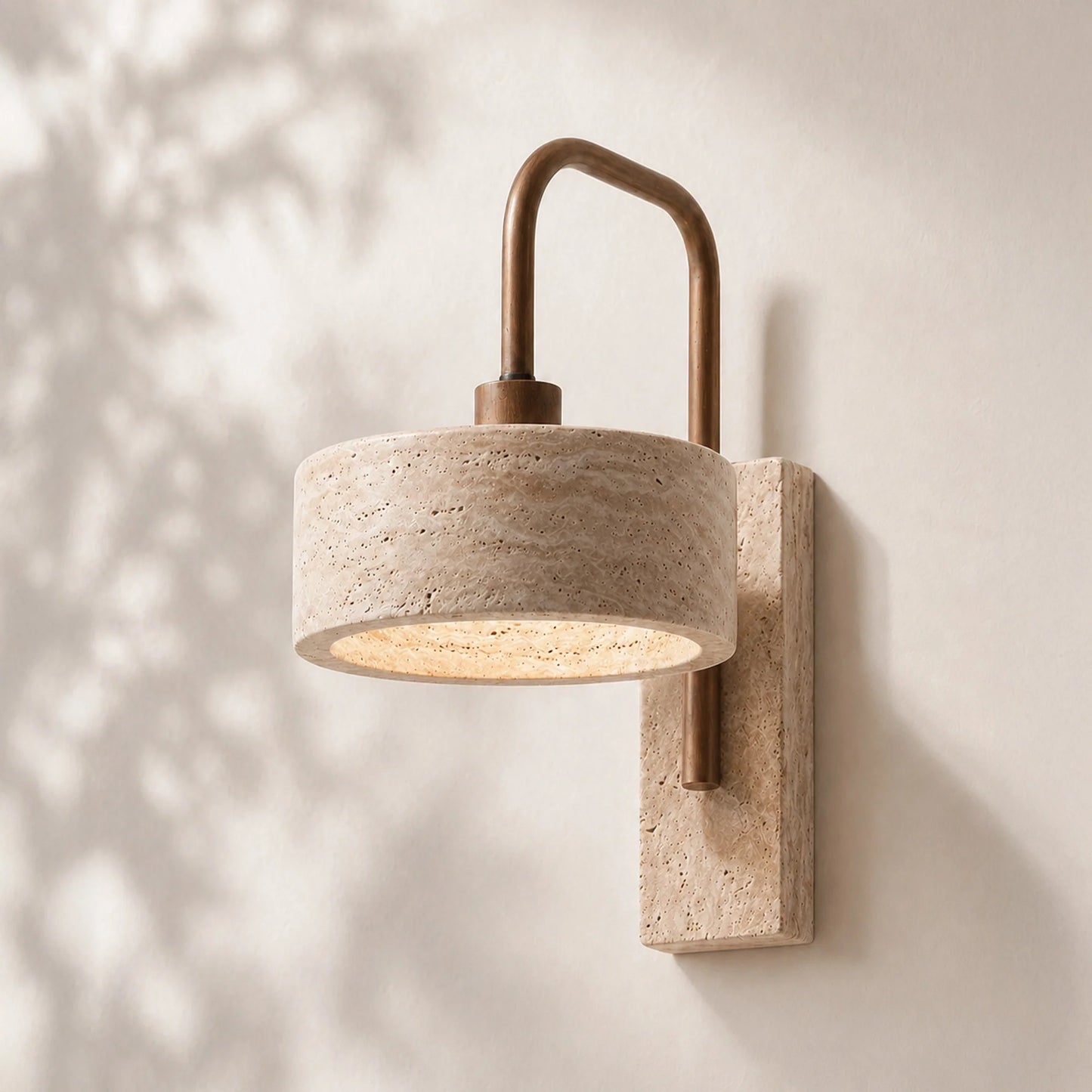 Aureon Vintage Rustic Travertine Cylinder Wall Sconce