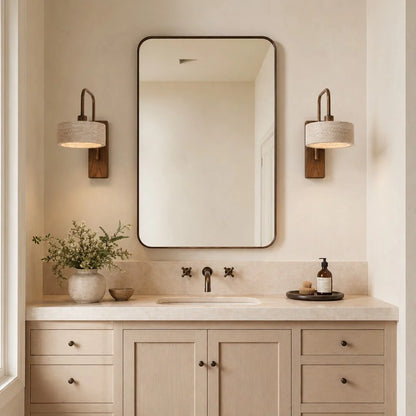 Aureon Vintage Rustic Travertine Cylinder Wall Sconce