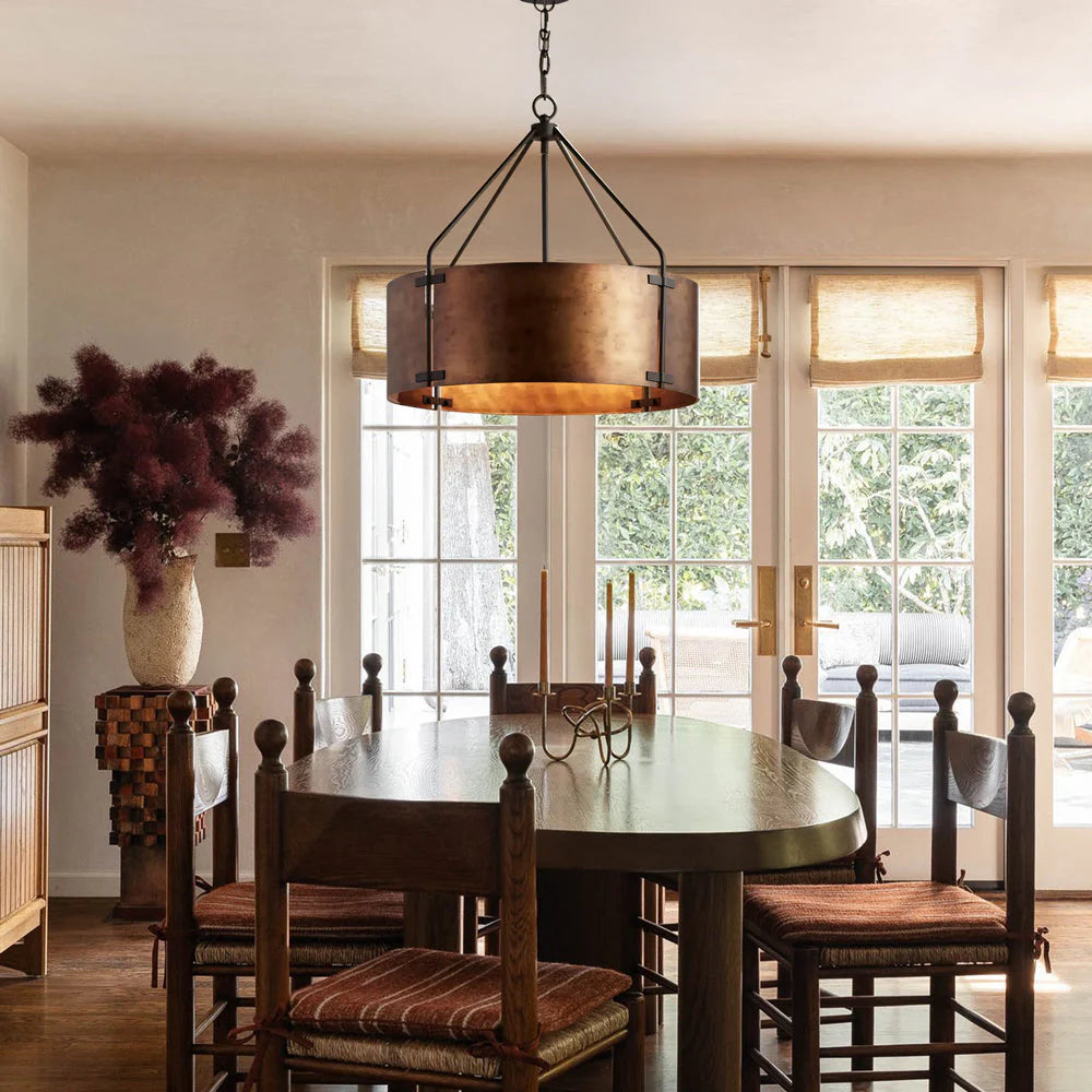 Kaelor Industrial Bronze Drum Pendant Light