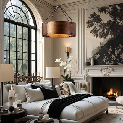 Kaelor Industrial Bronze Drum Pendant Light