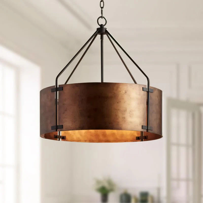 Kaelor Industrial Bronze Drum Pendant Light
