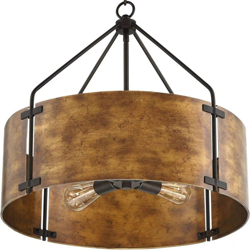 Kaelor Industrial Bronze Drum Pendant Light