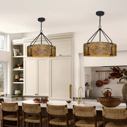 Kaelor Industrial Bronze Drum Pendant Light