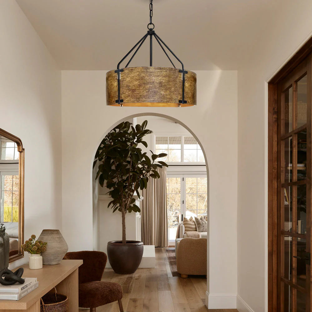 Kaelor Industrial Bronze Drum Pendant Light