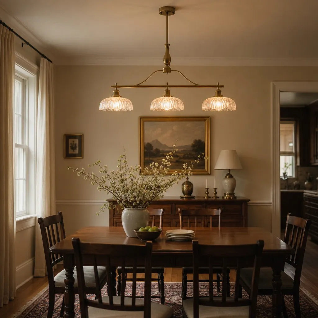 Zevric Vintage Textured Glass 3-Light Chandelier