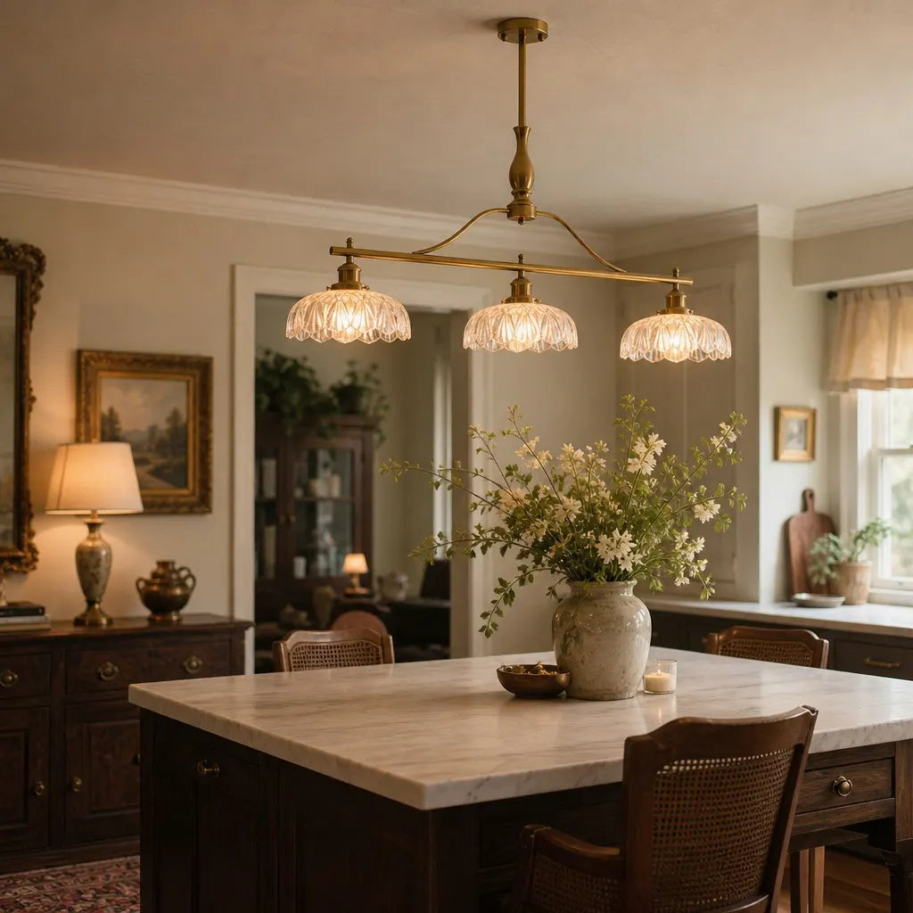 Zevric Vintage Textured Glass 3-Light Chandelier