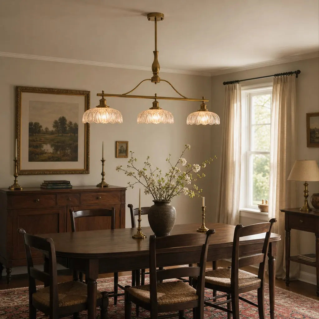 Zevric Vintage Textured Glass 3-Light Chandelier