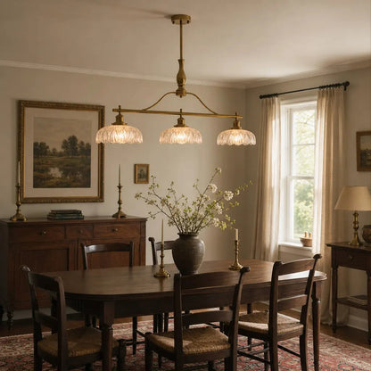 Zevric Vintage Textured Glass 3-Light Chandelier