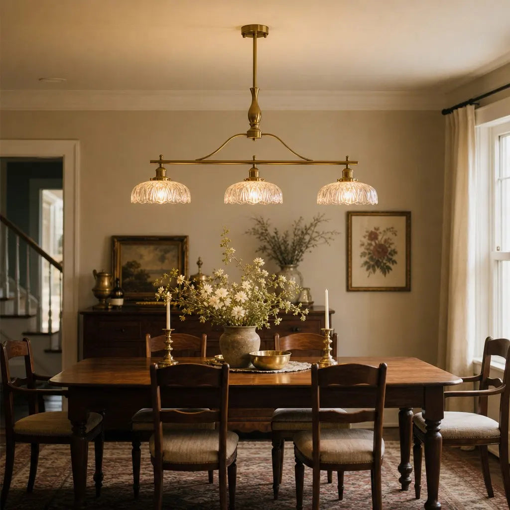 Zevric Vintage Textured Glass 3-Light Chandelier