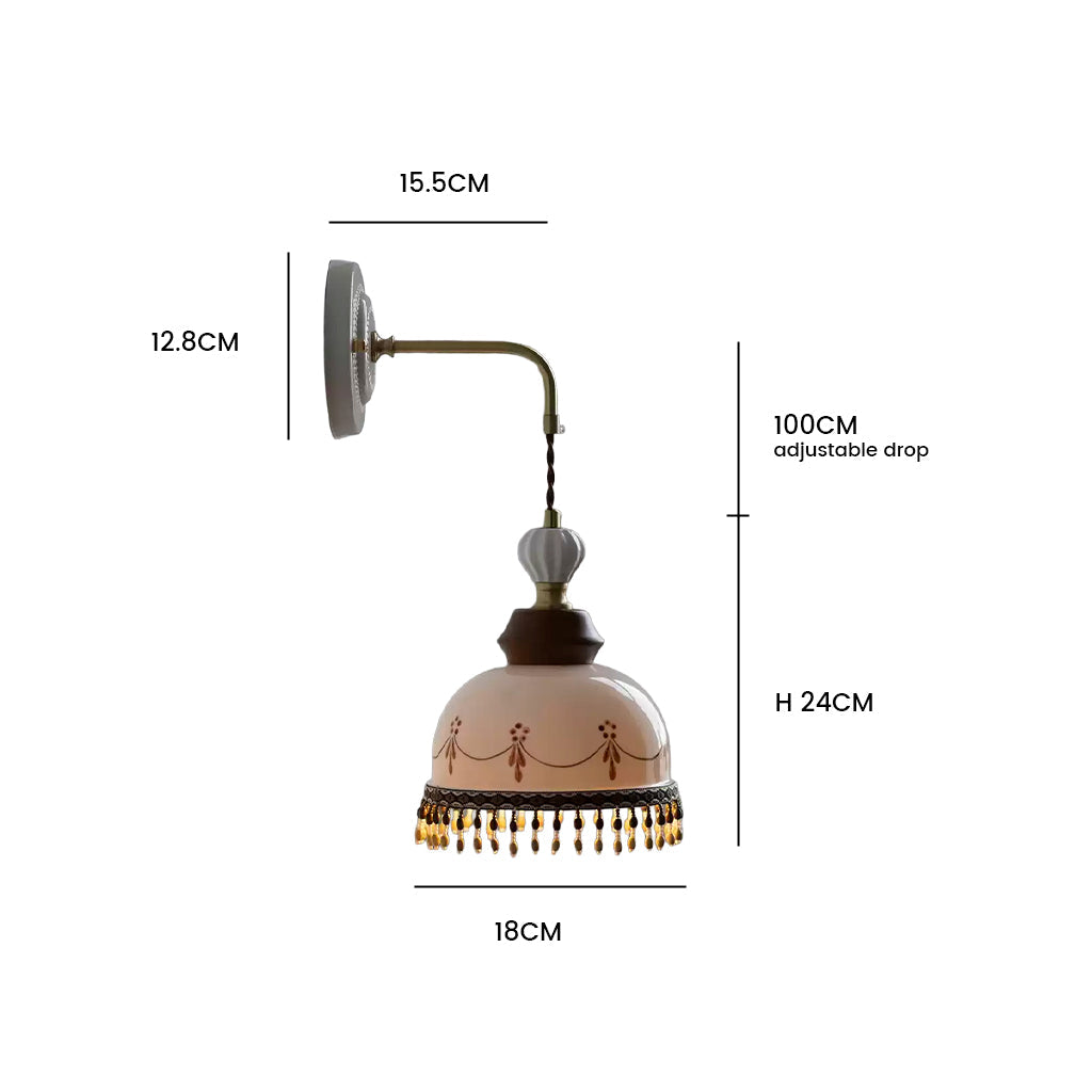 Eldrin Vintage Ceramic Tassel Wall Sconce