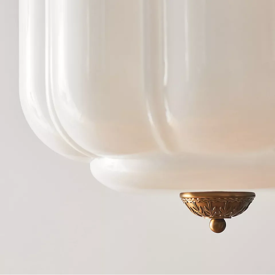 Myric Vintage Milk Glass Oiled Brass Eloise Pendant Light