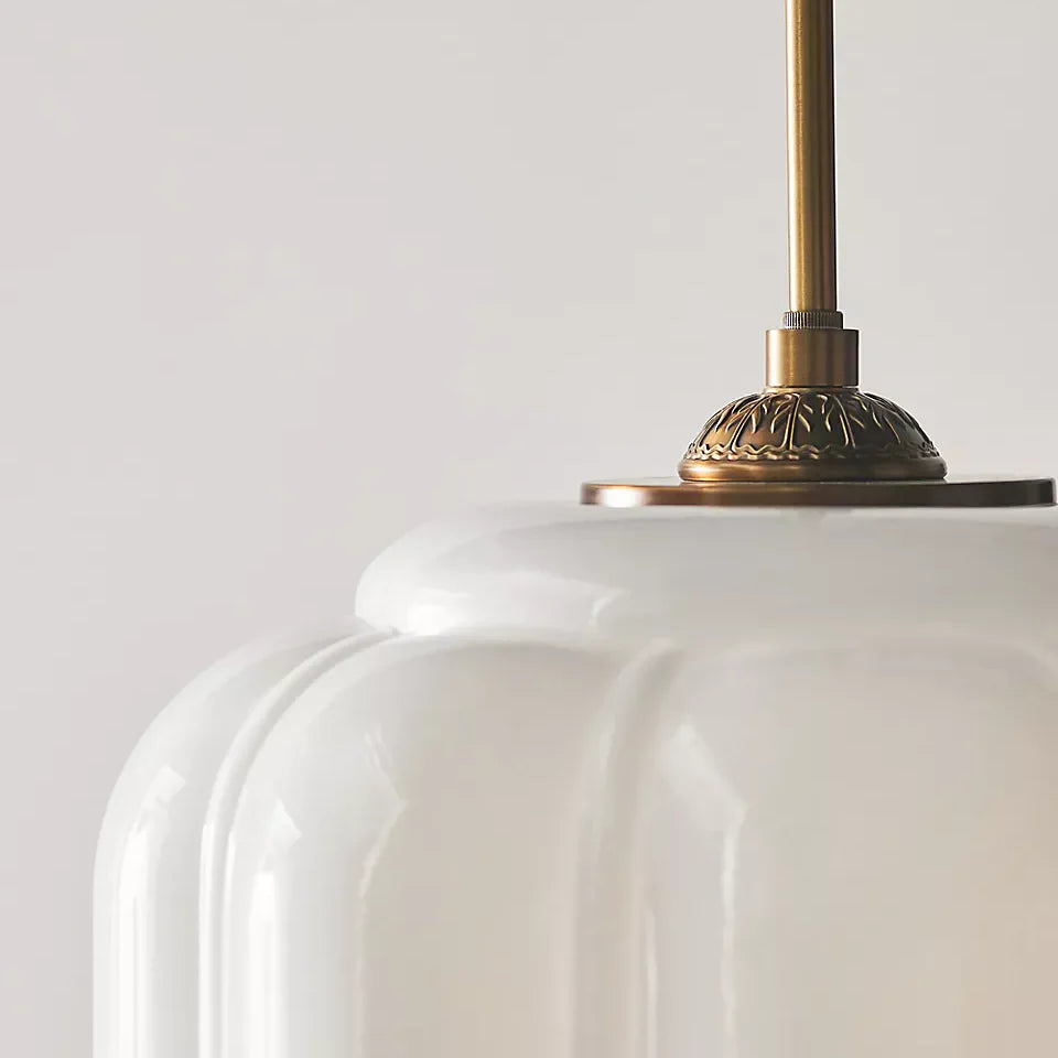 Myric Vintage Milk Glass Oiled Brass Eloise Pendant Light
