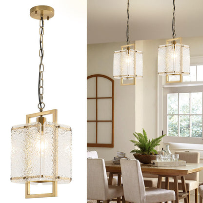 Rhaelis Water Ripple Glass Rectangle Pendant Light