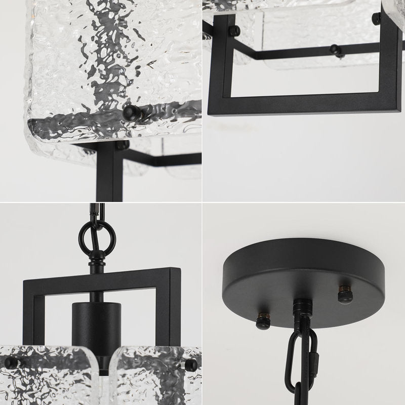 Rhaelis Water Ripple Glass Rectangle Pendant Light