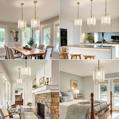 Rhaelis Water Ripple Glass Rectangle Pendant Light
