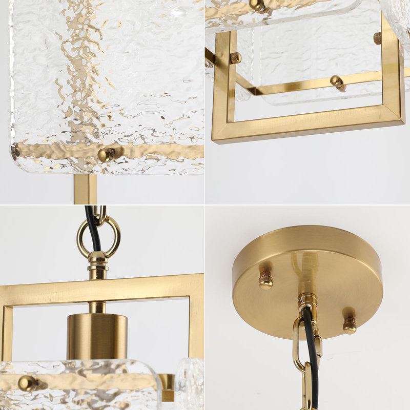 Rhaelis Water Ripple Glass Rectangle Pendant Light