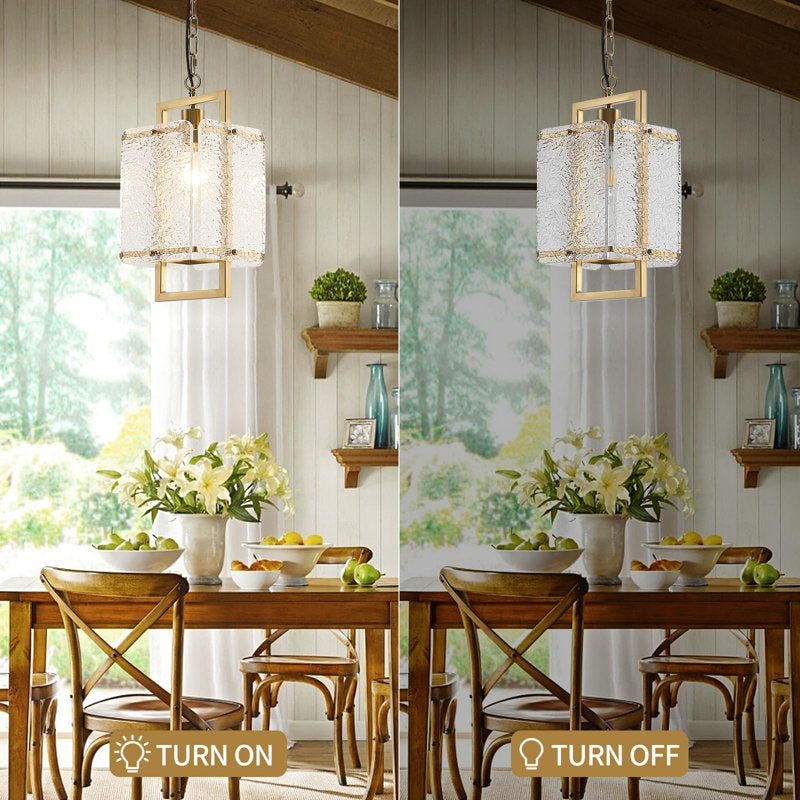 Rhaelis Water Ripple Glass Rectangle Pendant Light