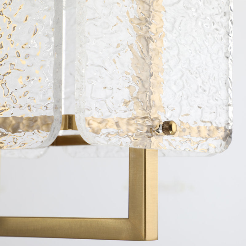 Rhaelis Water Ripple Glass Rectangle Pendant Light