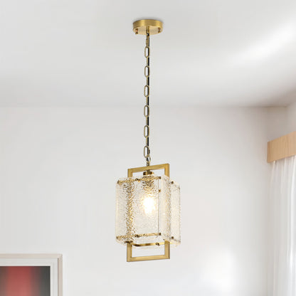 Rhaelis Water Ripple Glass Rectangle Pendant Light
