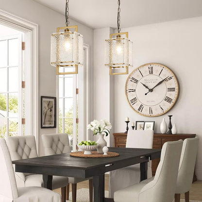 Rhaelis Water Ripple Glass Rectangle Pendant Light