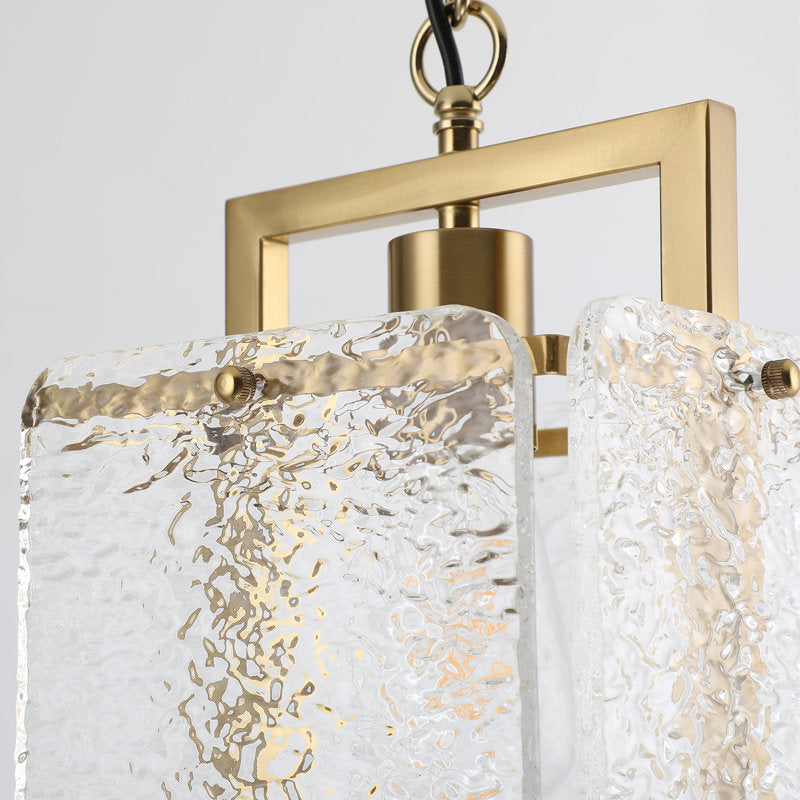Rhaelis Water Ripple Glass Rectangle Pendant Light