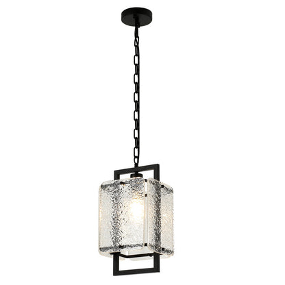 Rhaelis Water Ripple Glass Rectangle Pendant Light