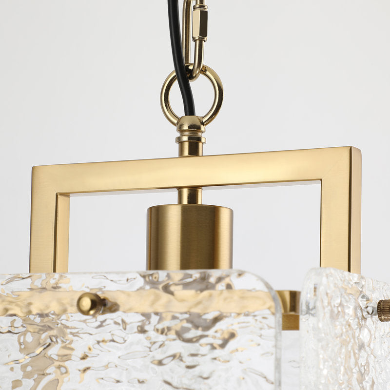 Rhaelis Water Ripple Glass Rectangle Pendant Light