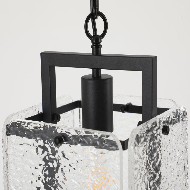 Rhaelis Water Ripple Glass Rectangle Pendant Light